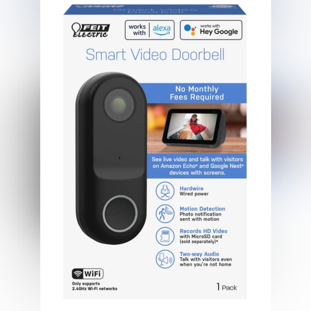 NWOT Feit Electric Doorbell Camera, Wireless Video Doorbell